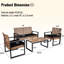 Mobilier de balcon extérieur: 4, table, brun, chaises ergonomiques, rouille - Structure 4: rouille - Coussins