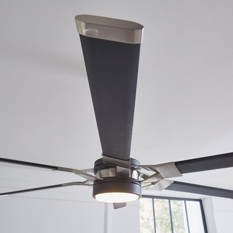 Ceiling Fan with LED Lights, Midnight Black/Brushed Steel with Black Blades, 96 inches