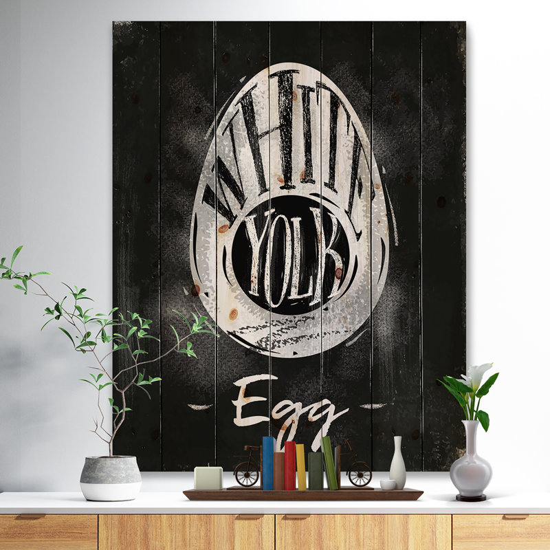 Reproduction d’art graphique avec coupe d’œuf Farmhouse Food, H 20 po x l 15 po x P 1po, Bois