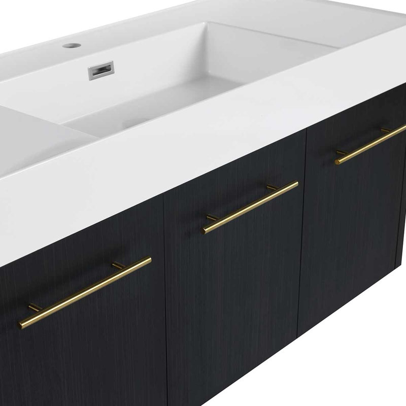 Modern Wall-Mounted Bathroom Vanity, Bathroom Vanity With Thick Edged Resin Basin