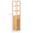 Tall Bathroom Cabinet With Drawer And Slatted Shelves, Slim Bamboo Linen Tower With Louvered Door