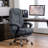 Massage Office Chair With Foot Rest, Executive Office Chair With 6 Vibration Point And Heat, Reclining Computer Chair, Swivel Desk Chair, Adjustable Height-1367350297