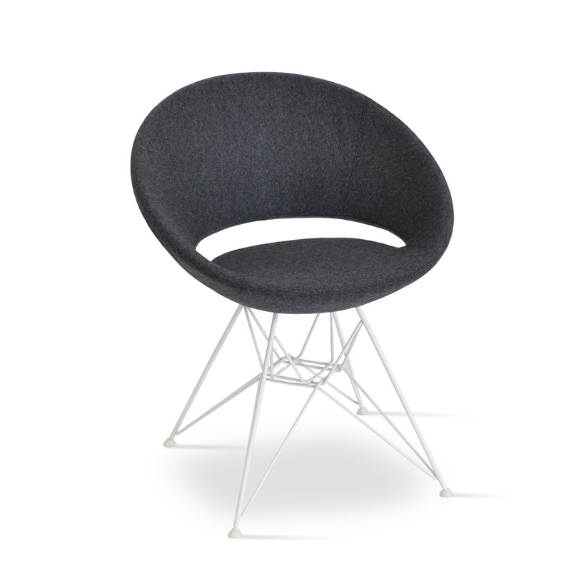 Chaise de salle à manger Crescent Tower, Tissu en laine organique, Chrome, Gris anthracite