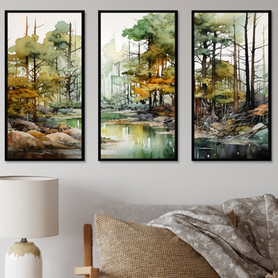 Encre alcoolisée «Forest Landscape», ensemble d'art mural forêt