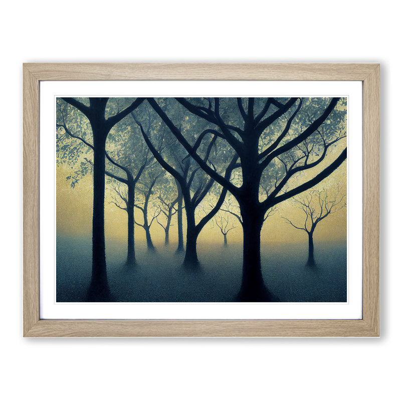 Harmonious Tree Forest - Single Picture Frame Print, 25cm H x 34cm W x 2cm D, Oak