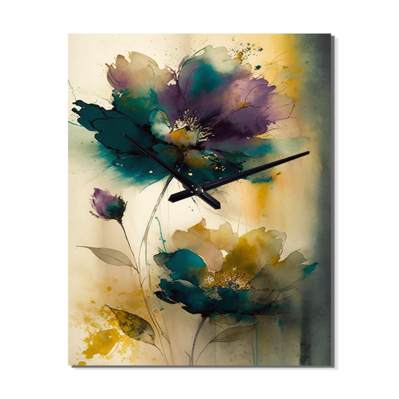 Horloge murale surdimensionnée Delicate Blossoming Pansy Flower Retro II, Grand