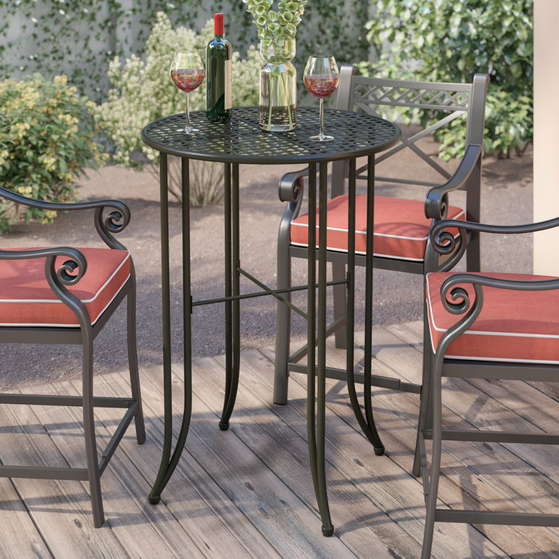 Doric Round Metal Outdoor Bar Table , in. W 30'' in. D, Antique Black