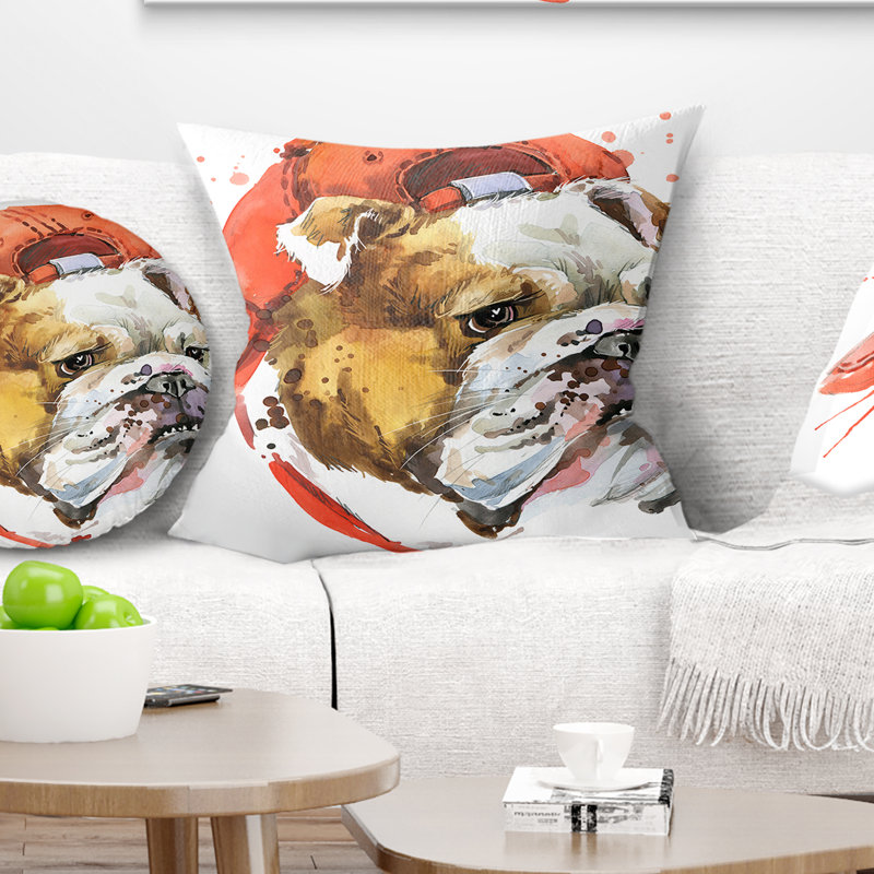 Coussin Bulldog Art - Animal, 16 po x 16 po, Carré