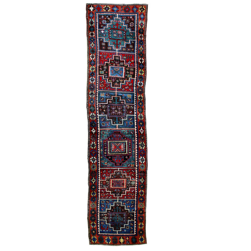 Tapis unique rouge / bleu 3 pi 4 po x 14 pi 8 po Konya