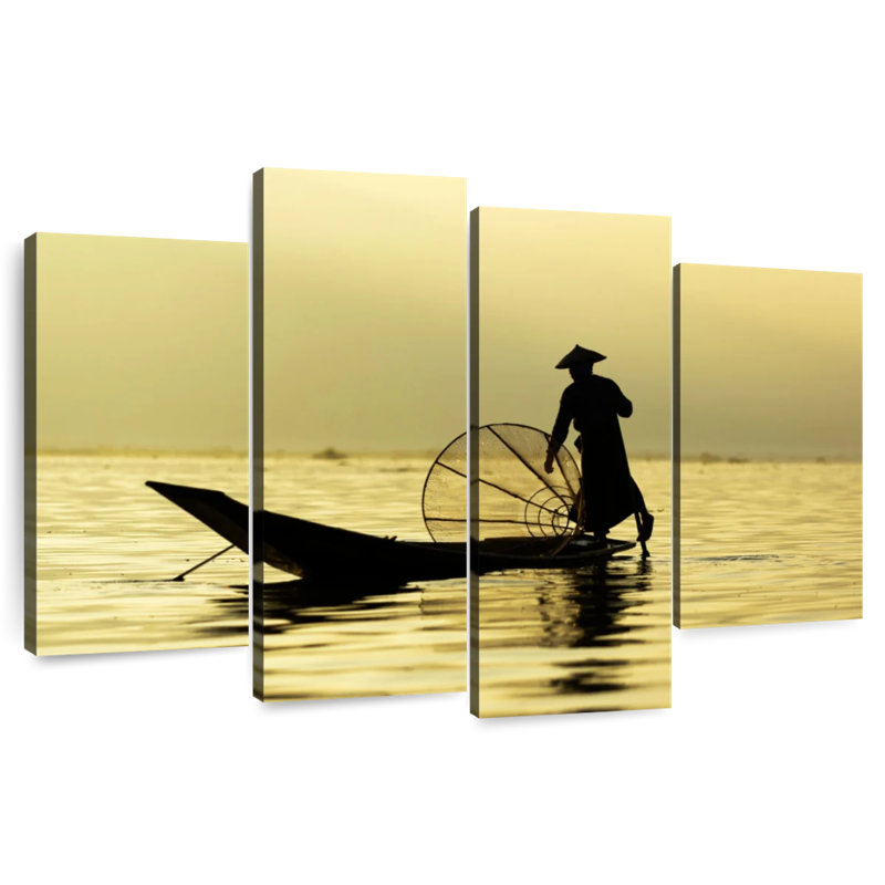 Pêcheur du lac Senne Inle, H 27 po x l 43 po