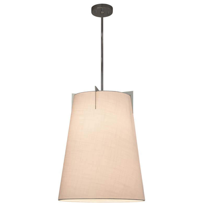 Luminaire suspendu pour 2 lumières unique Kenyon, Nickel brossé, Blanc