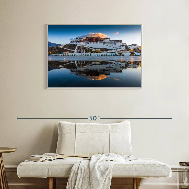 Palais du Pocala au Tibet, Cadre flottant blanc, 37 po x 25 po