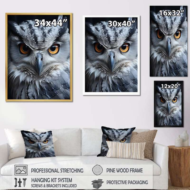 «Mon monochrome Gaze Enlightenment» sur impression sur toile, H 44 po x l 34 po x P 1,5 po, Encadrement doré