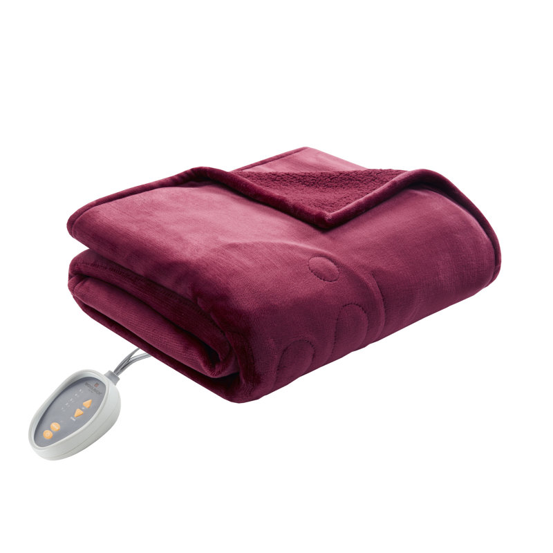 Indigo Queen Heated Plush to Berber Reversible Blanket