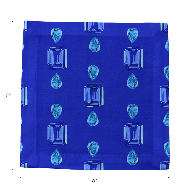 Gem Sapphires Cotton Sateen Cocktail Napkins, Topaz Royal