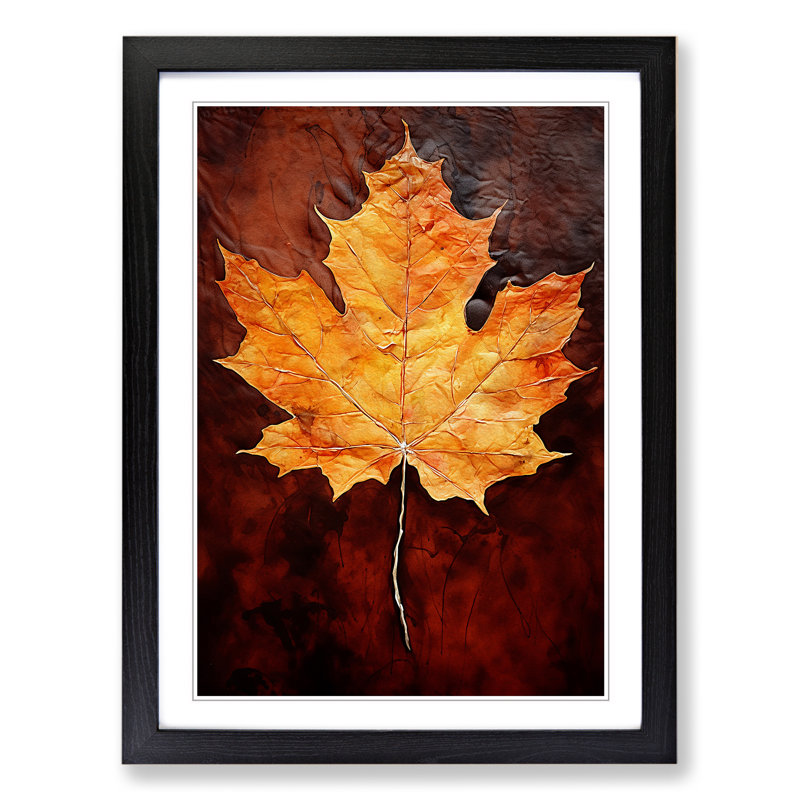 Leaf Gestural - Single Picture Frame Print on Wood, 34cm H x 25cm W x 2cm D, Black Framed