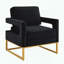 Chaise d'appoint en velours avec base en métal doré - Accoudoirs ouverts