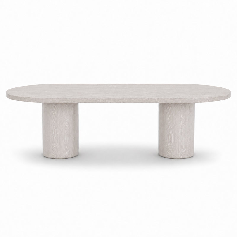 Table de salle à manger Syrah, 95.75" W x 43.50" D x 30" H, White Cerused