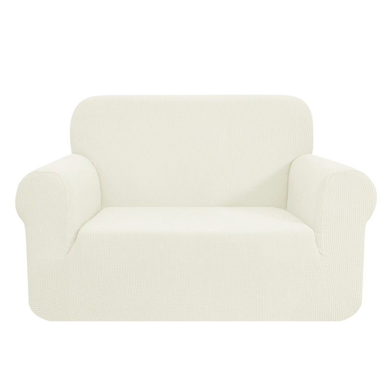 Housse pour fauteuil à coussins carrés / rectangulaires texturé, Blanc Ivoire