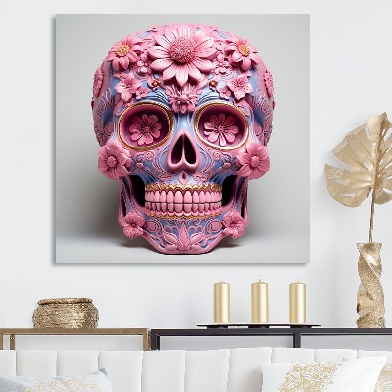 La Calavera, tête d'art mexicain I, reproduction d'art sur toile, Toile tendue, H 24 po x l 24 po