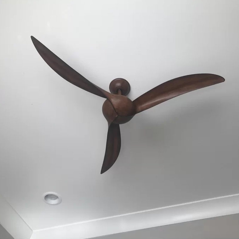 52" Wave 3 - Blade Propeller Ceiling Fan with Remote Control, Distressed Koa