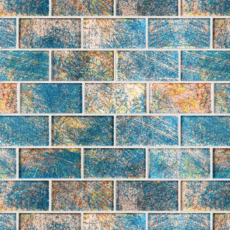 Carrelage mural mosaïque en verre 2 "x 4" Supreme Tile Galaxy, Bleu/doré