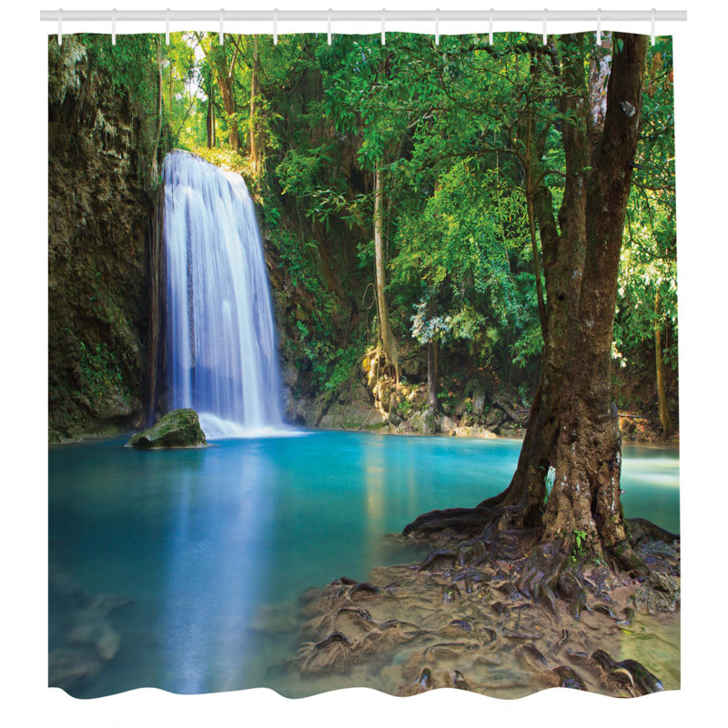 Ensemble de rideau de douche et crochets Woodland, H 70 po x l 69 po