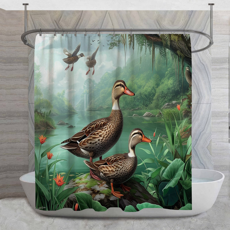 Rideau de douche Ducks - Animal Bathroom Decor 16664, H 84 po x l 70 po