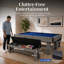 Hathaway Logan 7-ft Pool Table Combo Set with Benches - Rustic Grey with Blue Felt, Barnwood