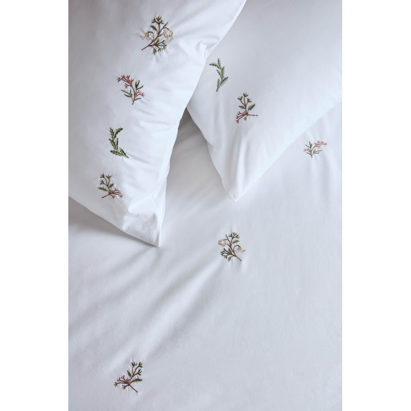 Victoria Sprigs Embroidery Rose Pink Sage 200 Thread Count Standard Pillowcase Pair