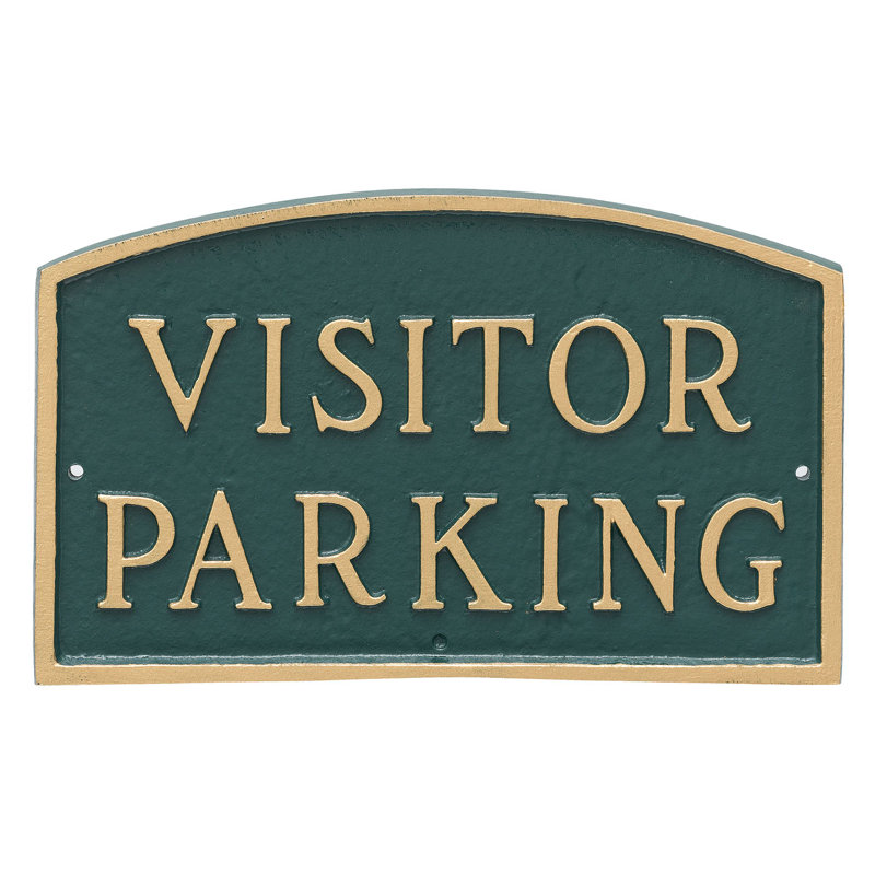 Plaque de jardin de l’état du parking visiteur, Vert forêt / doré, H 5,5 po x l 9 po x P 0,25 po