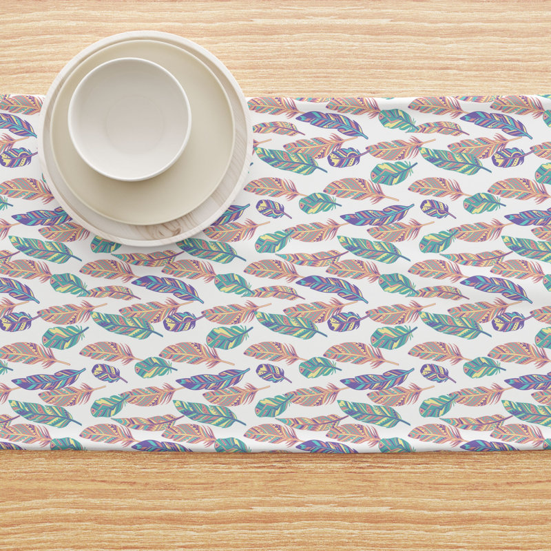 Rectangular Floral Cotton Twill Table Runner