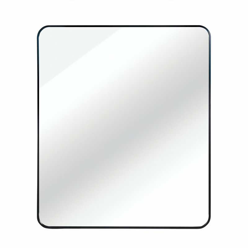 Miroir de salle de bain rectangulaire mural avec cadre en métal doré 24 x 36 pouces, 36 po x 24 po, Doré, Alliage d'aluminium
