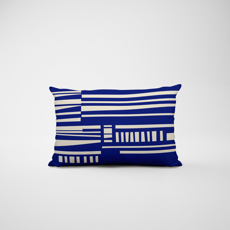 Housse et insert de coussin rectangulaire en polyester pour l'intérieur et l'extérieur, Bleu marine