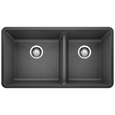 Precis SILGRANIT 33" L X 18" W Double Bowl Undermount Kitchen Sink