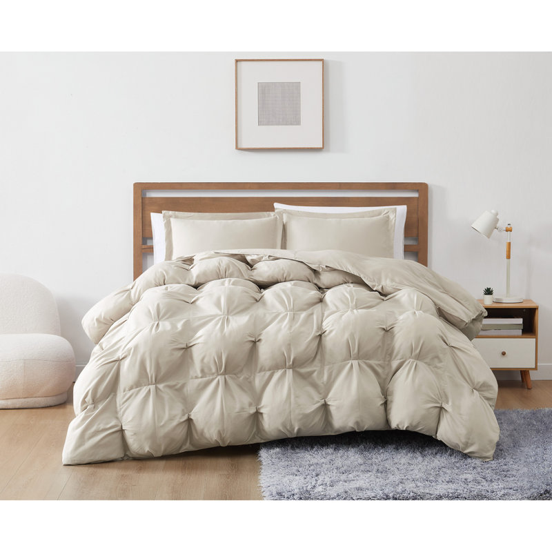 Napperon vraiment doux - rembourré, microfibre douce, Beige, Édredon pour grand lit + 2 taies décoratives
