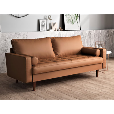 70" Faux Leather Square Arm Sofa