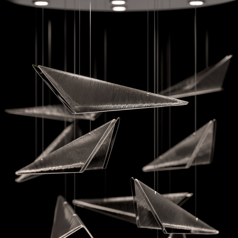 Volo 8 - Light Pendant, Silver, 52", Smoke Linear