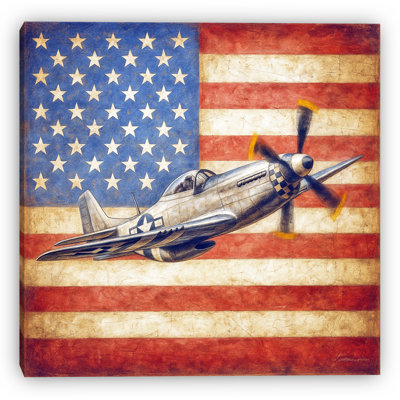 Art mural sur toile Jet de chasse et drapeau de la Seconde Guerre mondiale