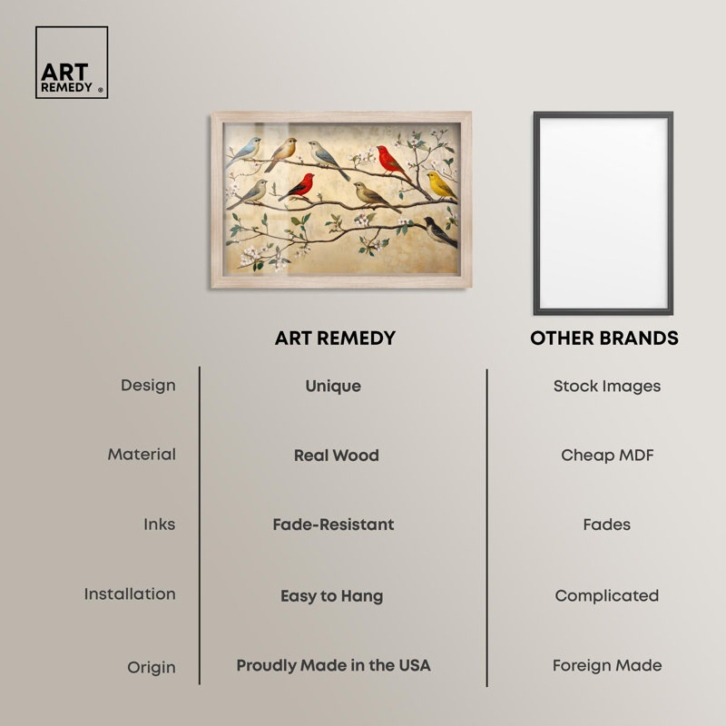 «Arboreal Aria II Shadowbox Print Landscape» par Art Remedy, H 17 po x l 25 po, Crème, crème