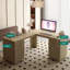 Bureau en L, bureau d'ordinateur avec tiroirs, bibliothèque, bureau d'angle moderne, bureau à domicile, bureau d'écriture en L, bureau d'ordinateur de coin avec rangement