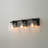 3-Light Matte Black Wall Sconce, Square Clear Glass Shades, E26 Base, Vanity Light for Bathroom