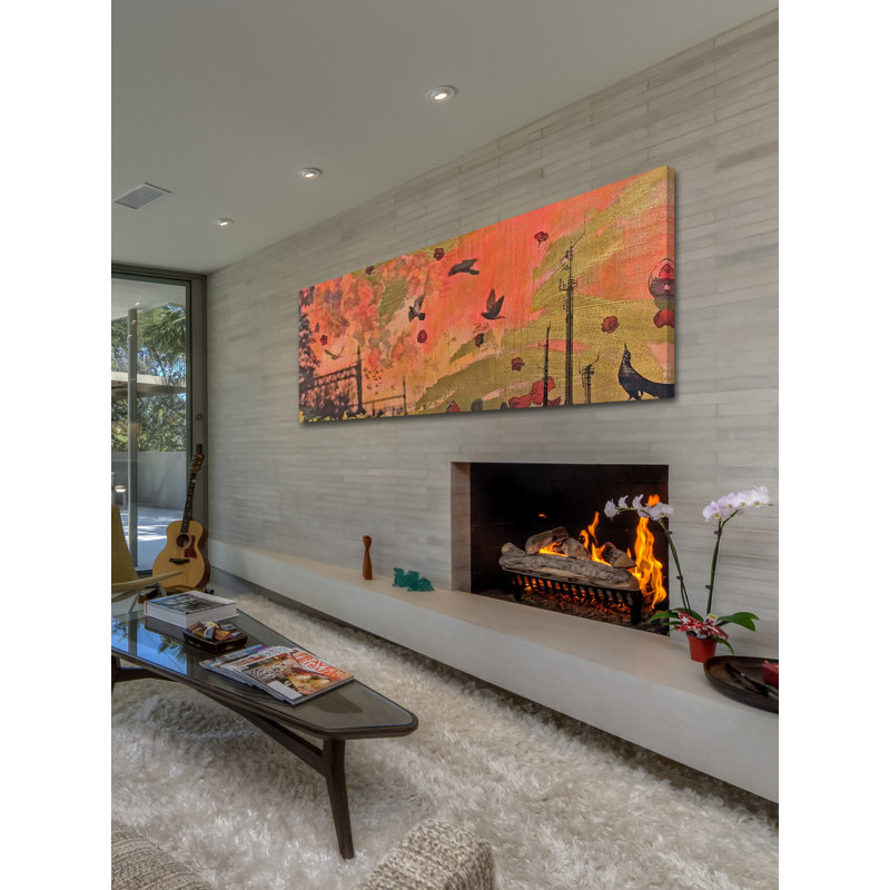 Dancing Crow by Tracy Silva Barbosa - Wrapped Canvas Panoramic Painting, 25 cm H x 76 cm W