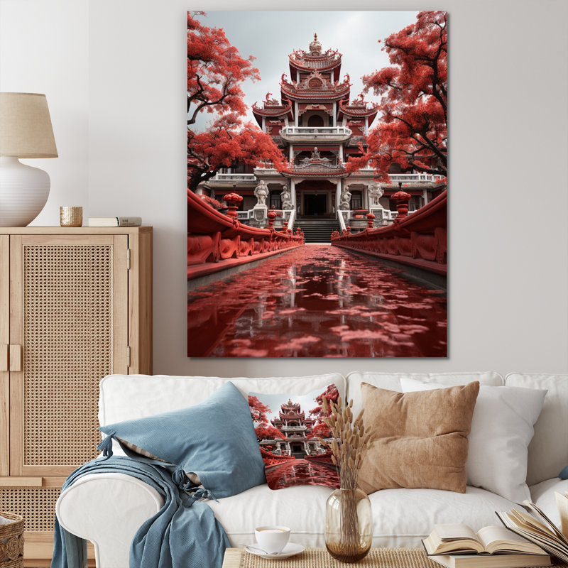 Opéra du Vietnam «Crimson I» sur toile, H 40 po x l 30 po x P 1,5 po, Toile tendue