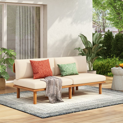 Canapé d'extérieur en bois d'acacia massif avec coussins hydrofuges Laguna