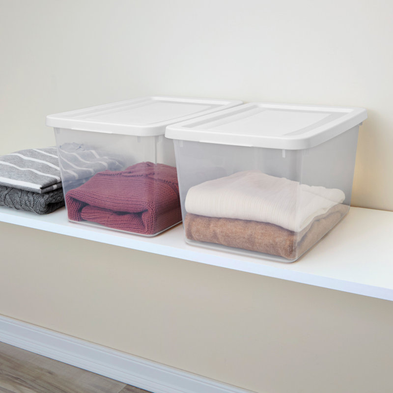 Sterilite 20Qt Storage Boxes, Clear Plastic Containers with Lid, Set of 6, White