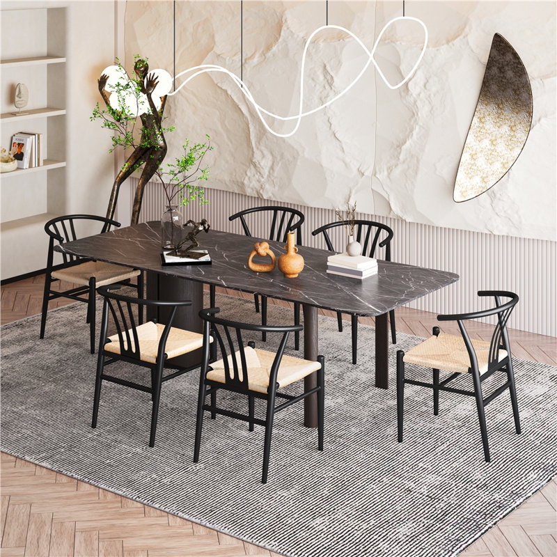 Eipper 20'' H Stacking Dining Side Chair, Black, Beige