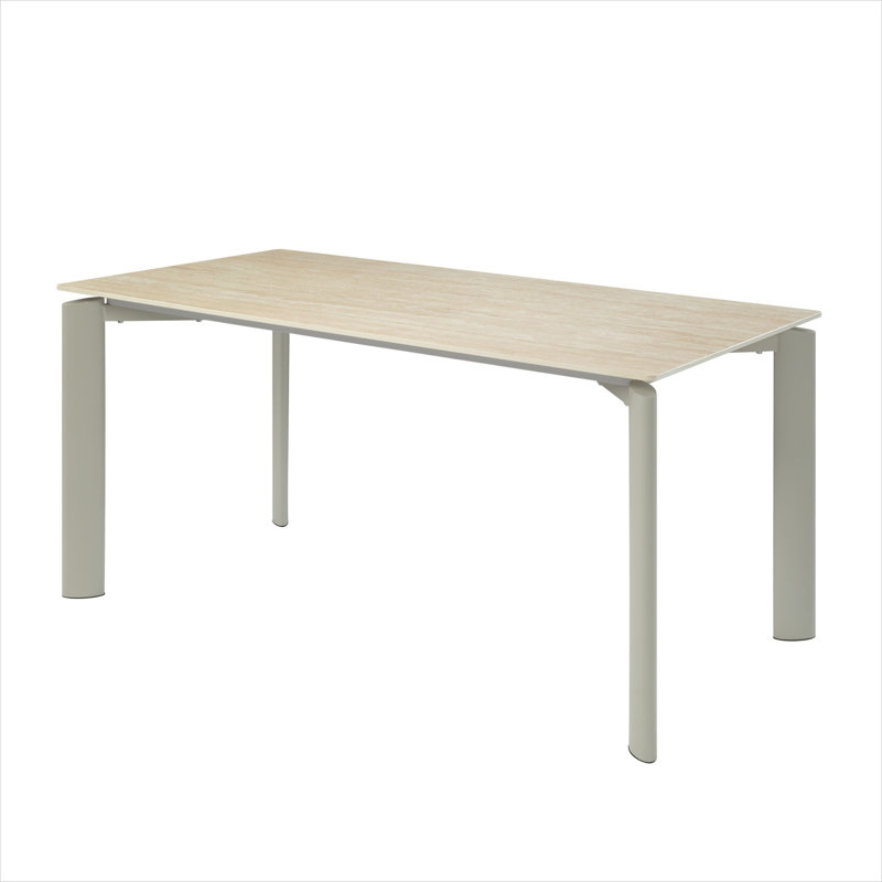 Table de salle à manger rectangulaire avec plateau en céramique et finition gris doux, 4 à 8 places, design moderne