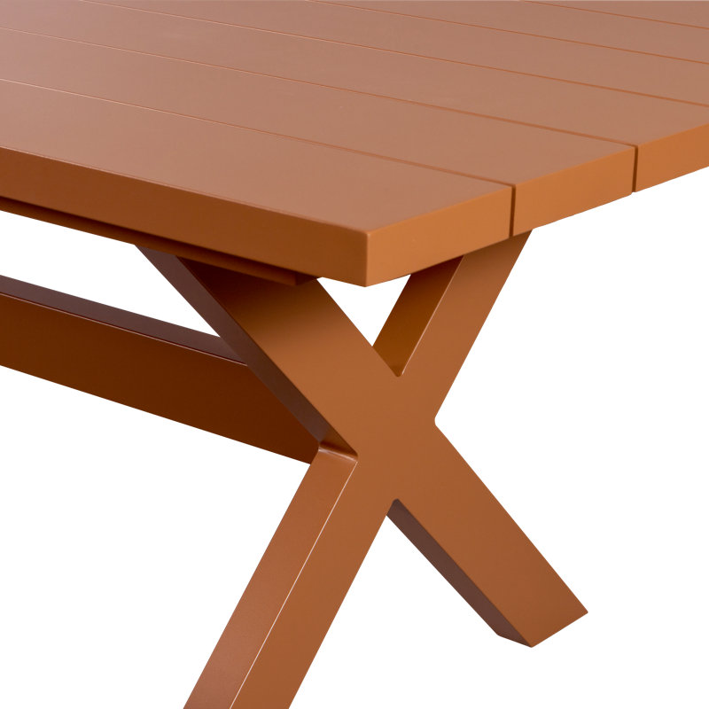 Delta Rectangular Metal Outdoor Dining Table - 105 cm W 220 cm D, Terra