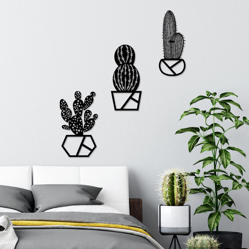 Stylish Decorative Metal Wall Accessory (3 Pieces), Black, 9.8 x 17.7 inches | 100% Metal Construction, Thickness: 0.06 inches | Easy Wall Mount Design, Perfect for Modern Home Décor & Office Spaces
